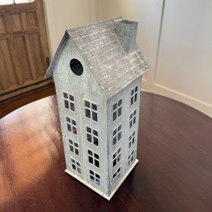 Anthropologie Terrain Tall Christmas Village Concordville Zinc Galvanized House